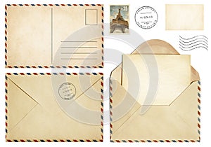 Starý pohlednice pošta obálka otevřít list razítko 