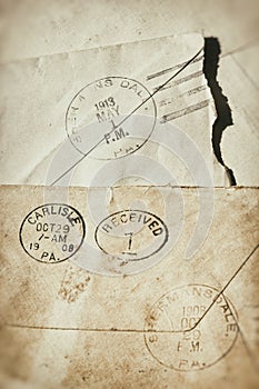 Old postmarked envelopes. photo