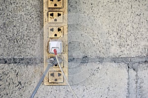 Old power electric plug with charging cable