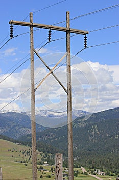 Old power line in rural mountainside