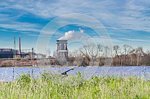 Old power plant with solar panels