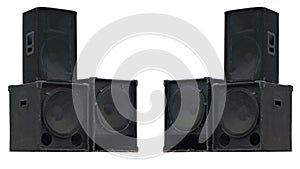 Old powerful stage concerto audio speakers isolated photo