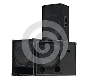 Old powerful stage concerto audio speakers isolated photo