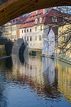 Old Prague watermill wheel,Chertovka river