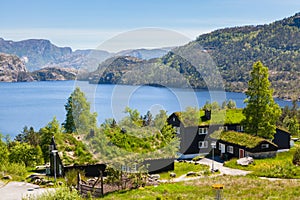 Old Preikestolen base camp buildings