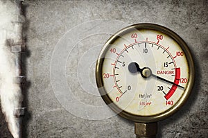 Old Pressure Meter and Pipes