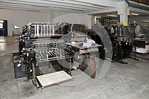 Old print finishing machine