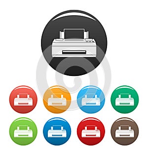 Old printer icons set color