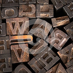 Old Printer Letters Spell out War