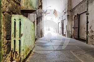Old prison hallway.