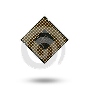 Old processor on a PC isolated on a white background