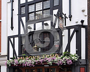 An old pub with Tudor style front