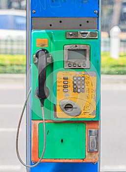 Old Public Telephone Coin and Card