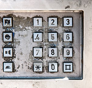 Old public telephone keypad