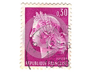 Old purple french stamp