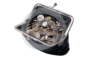 The old purse with coins