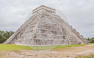 Old pyramid and temple of the castle of the Mayan architecture known as Chichen Itza these are the ruins of this ancient