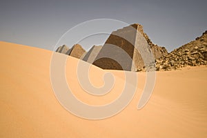 Old pyramids on desert