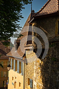 Old quarter of the Swiss city of Neuchatel, Switzerland