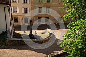 Old quarter of the Swiss city of Neuchatel, Switzerland