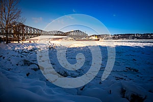 Old Quebec City Bridge on a winter morning