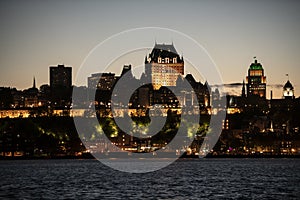 Old Quebec City Chateau Frontenac at Sunset night