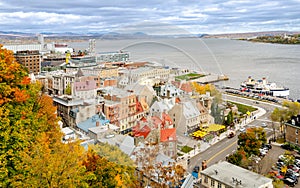 Old Quebec City of  Lower Town and Saint Lawrence River in Quebec, Canada