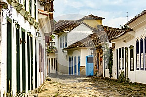 Old quiet street with cobblestones in Paraty