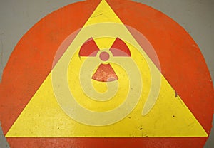 Old radiation hazard sign, set in the Chornobyl Nuclear plant