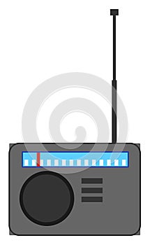 Old radio with antenna, illustration, vector