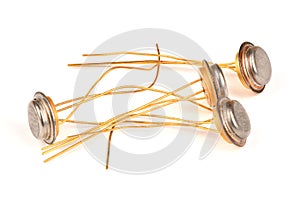 Old radio component, the semiconductor transistor with the contacts covered with gold