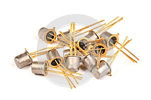 Old radio component, the semiconductor transistor with the contacts covered with gold