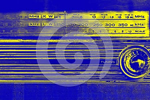 An old radio frequency tuning in abstract colorful style. Retro background. Retro music concept. Music radio sound wave. Classic v