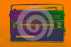 An old radio frequency tuning in abstract colorful style. Retro background. Retro music concept. Music radio sound wave. Classic v
