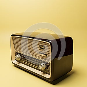 Old radio isolated on yellow