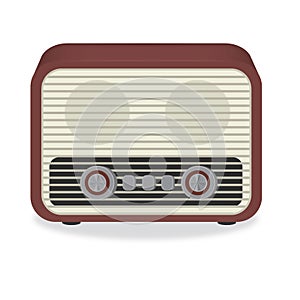 Old radio on white background