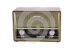 Old radio with wood and cloth