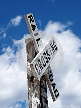 Old Rail Road Crossing Sign Post