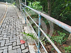 Old railings on the side of the road