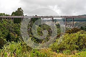 Old railorad bridge over a valley in New Zealand