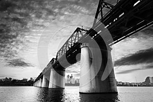 Old railroad bridge crossing the river