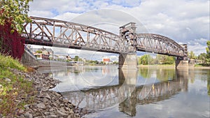 Old railroad bridge in Magdeburg, Germany