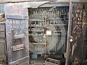 Old railroad machinist tool cabinet