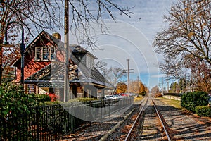 Old railroad station and tracks, Haddon Heights, New Jersey photo