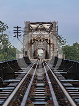 Old railroad tracks on Black Bridge or Lampang Railway Bridge
