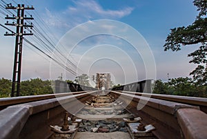 Old railroad tracks on Black Bridge or Lampang Railway Bridge