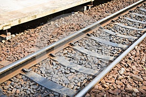 Old railroad tracks at railway station