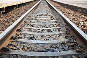 Old railroad tracks at railway station