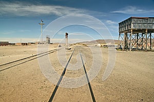 Old railroads at the desert at South of Bolivia.