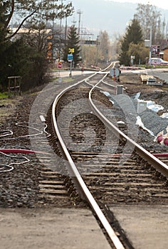 Rails on the reconstructed railway station